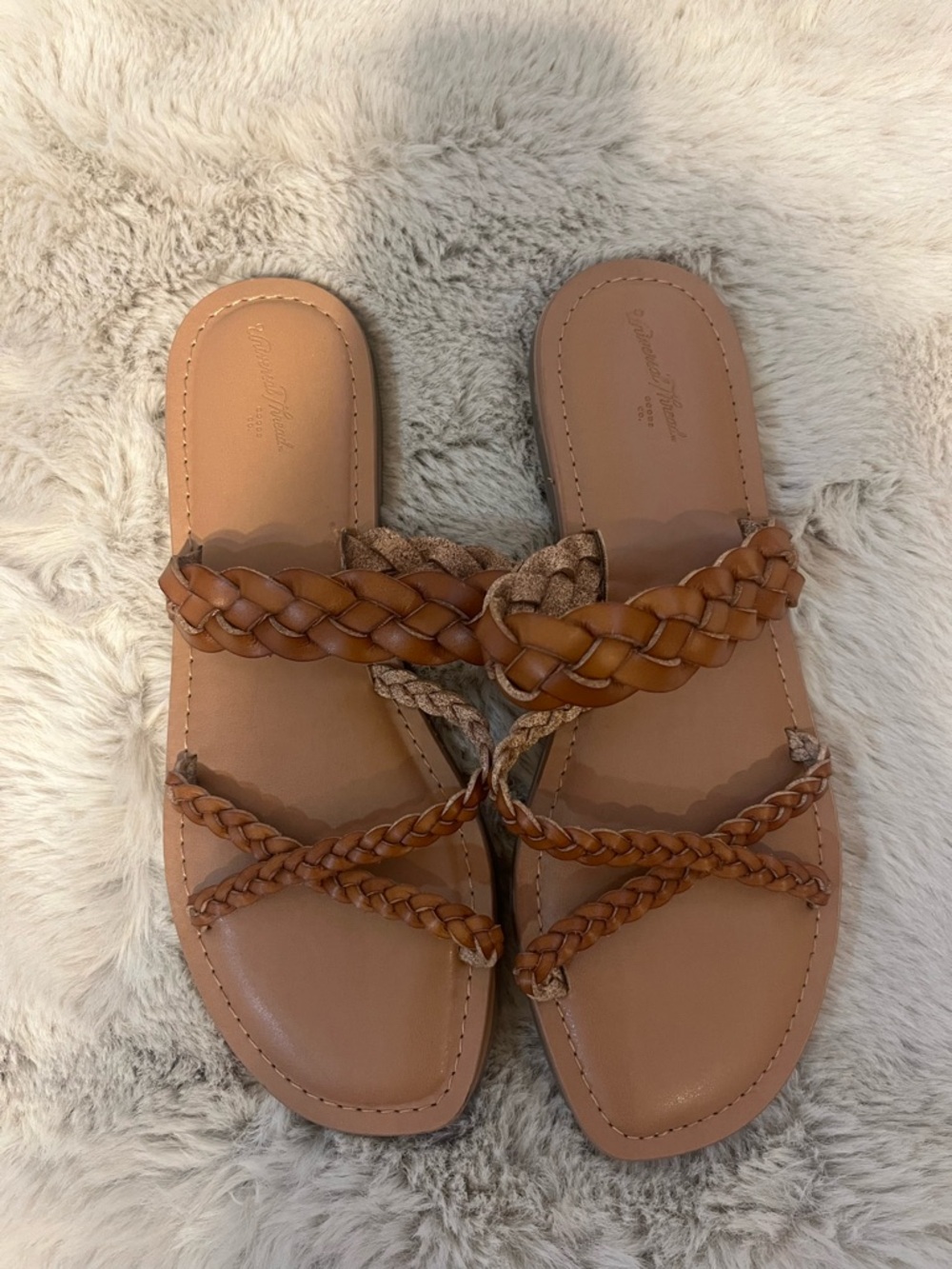 Universal Thread Braided Tan Slide Sandals